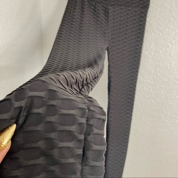 Black Stretchy Black Ribbed Leggings - Picture 15 of 15